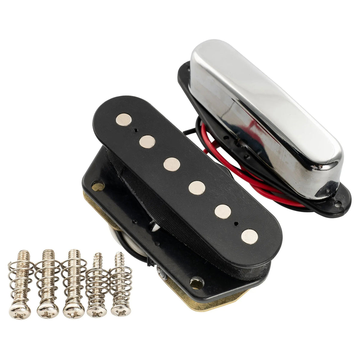 Musiclily Basic Ceramic TL Neck and Bridge Pickups Set 7.2K/6K for Tele Style Electric Guitar, Chrome/Black