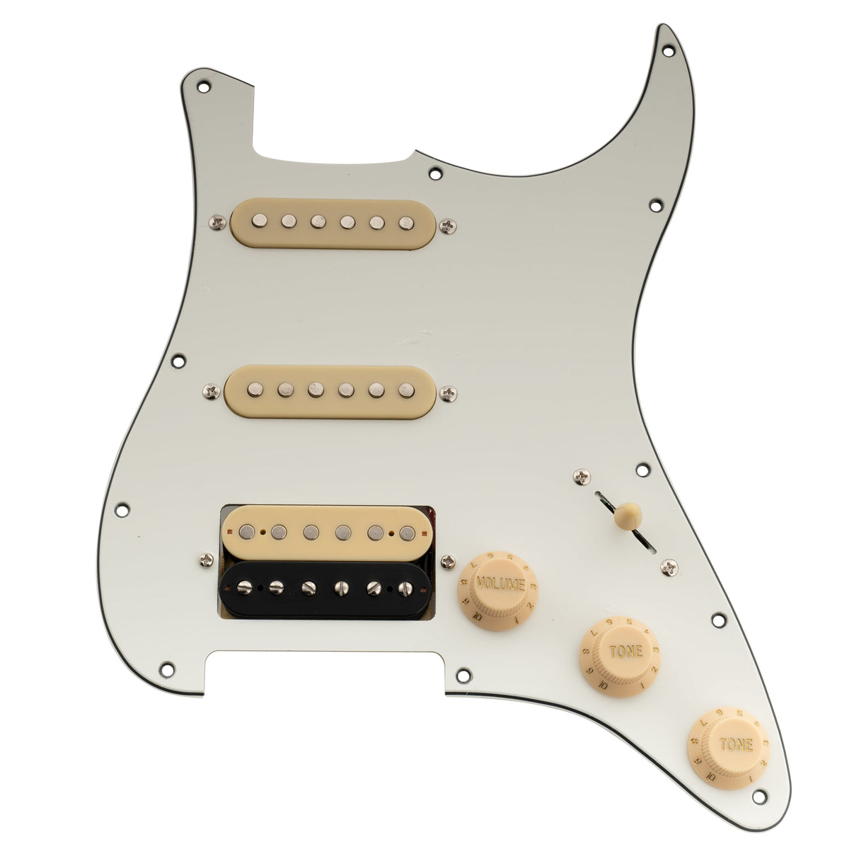 Musiclily Basic Pre-wired Loaded ST-HSS Pickguard with Ceramic Pickups for Strat Style Electric Guitar