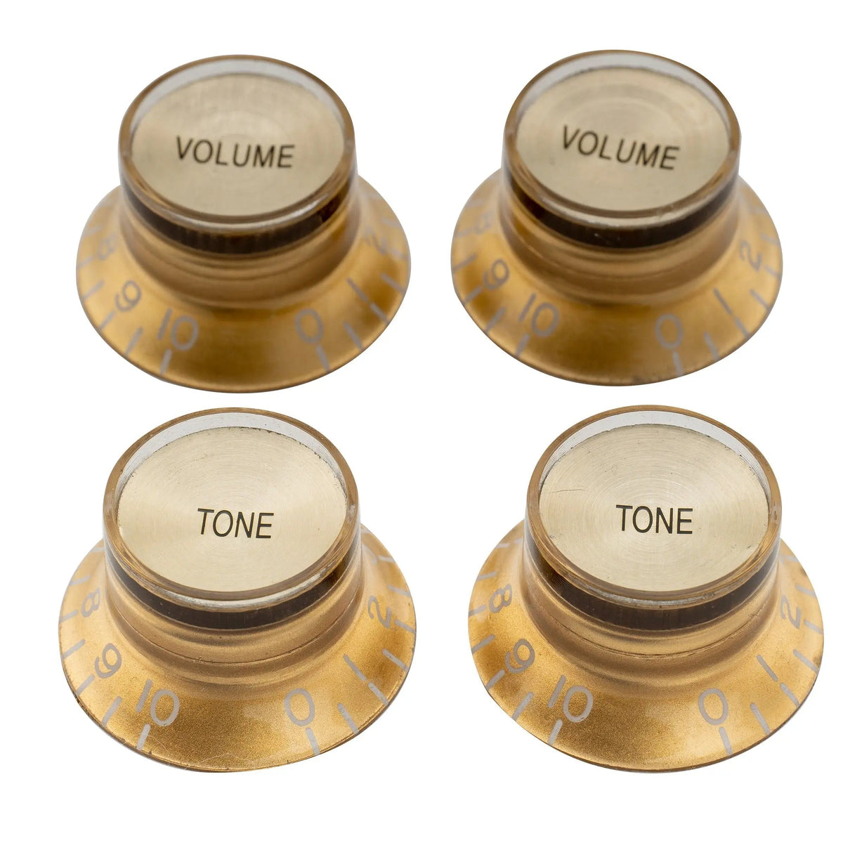 Musiclily Pro Inch Size Fine 24-Spline Top Hat Bell Knobs Tone Volume Control Knobs for USA LP SG Style Electric Guitar, Set of 2T2V