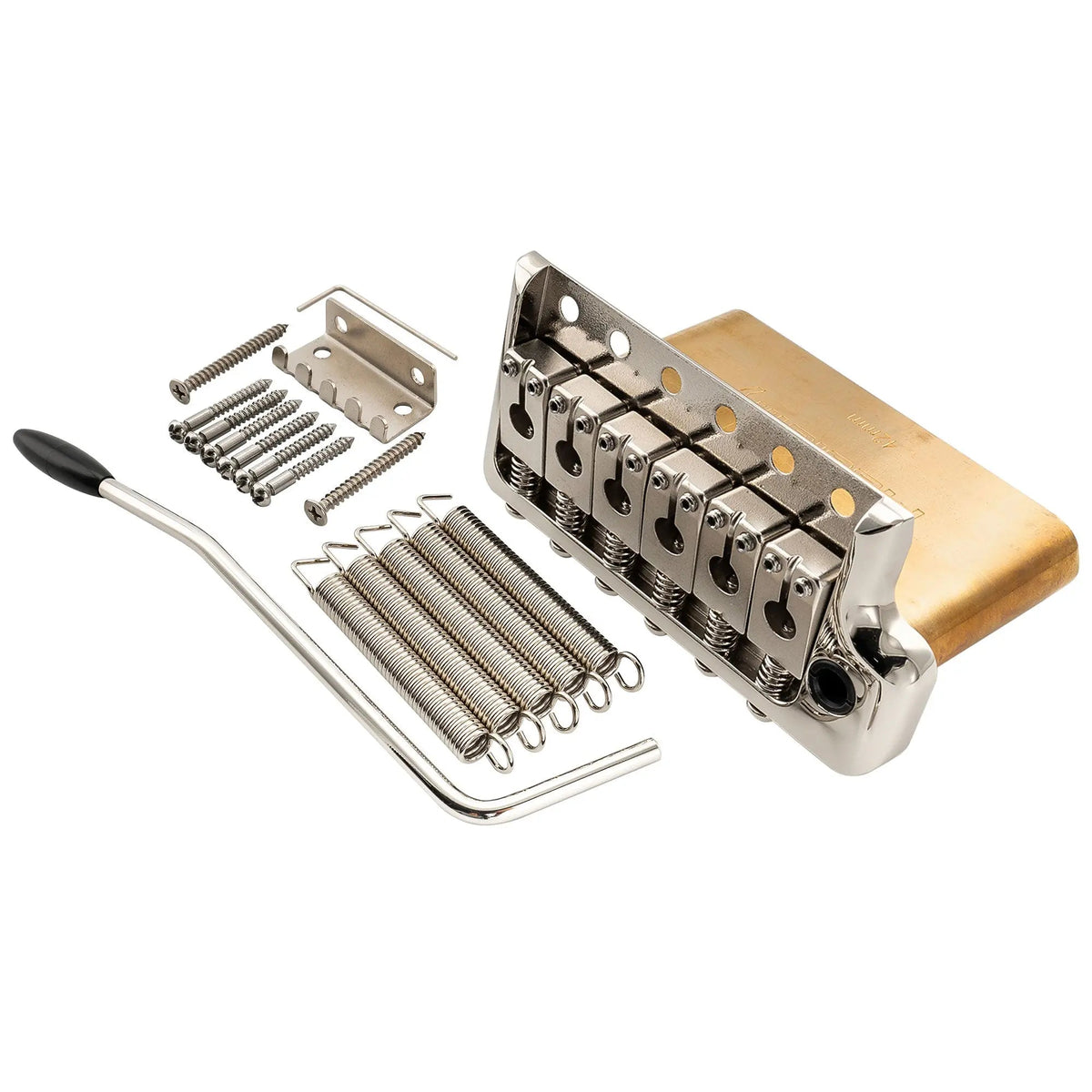 Musiclily Ultra BV005 52.5mm(2-1/16 inch) Full Solid Brass 6-Screw Knife Edge Tremolo Bridge for Strat Style Electric Guitar
