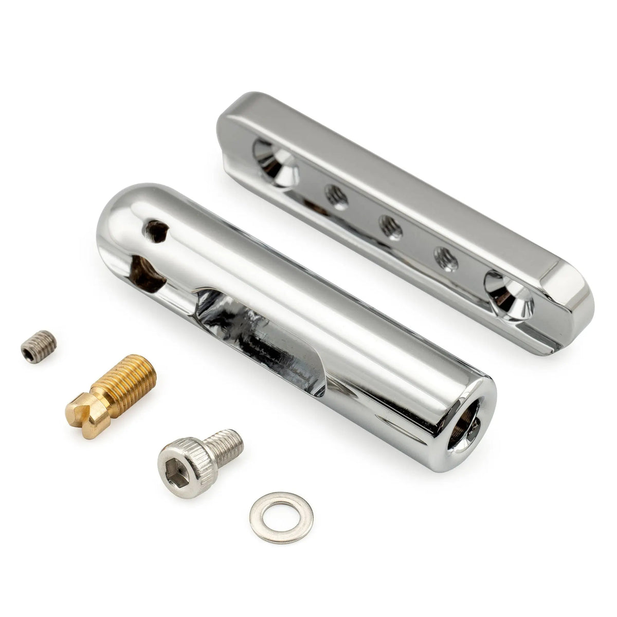 Musiclily Ultra BF007 Full Solid Brass Non-tremolo Bridge Individual Single String Bridge with 10mm Separable 6-Saddle and Single Base Plate for Electric Guitar