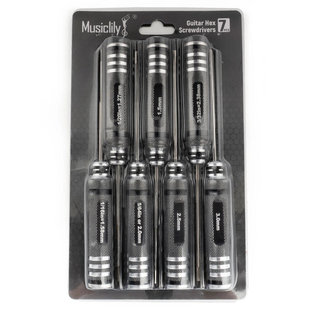 Musiclily Pro High Speed Steel 7Pcs Hex Screwdrivers Hex Keys Wrenches Set for Guitar Bass Bridge Saddles or Knobs Adjustment