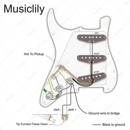 Musiclily Basic Pre-wired Loaded Standard ST-SSS Pickguard with Ceramic Magnet Single Coil Pickups Set for Strat Style Electric Guitar