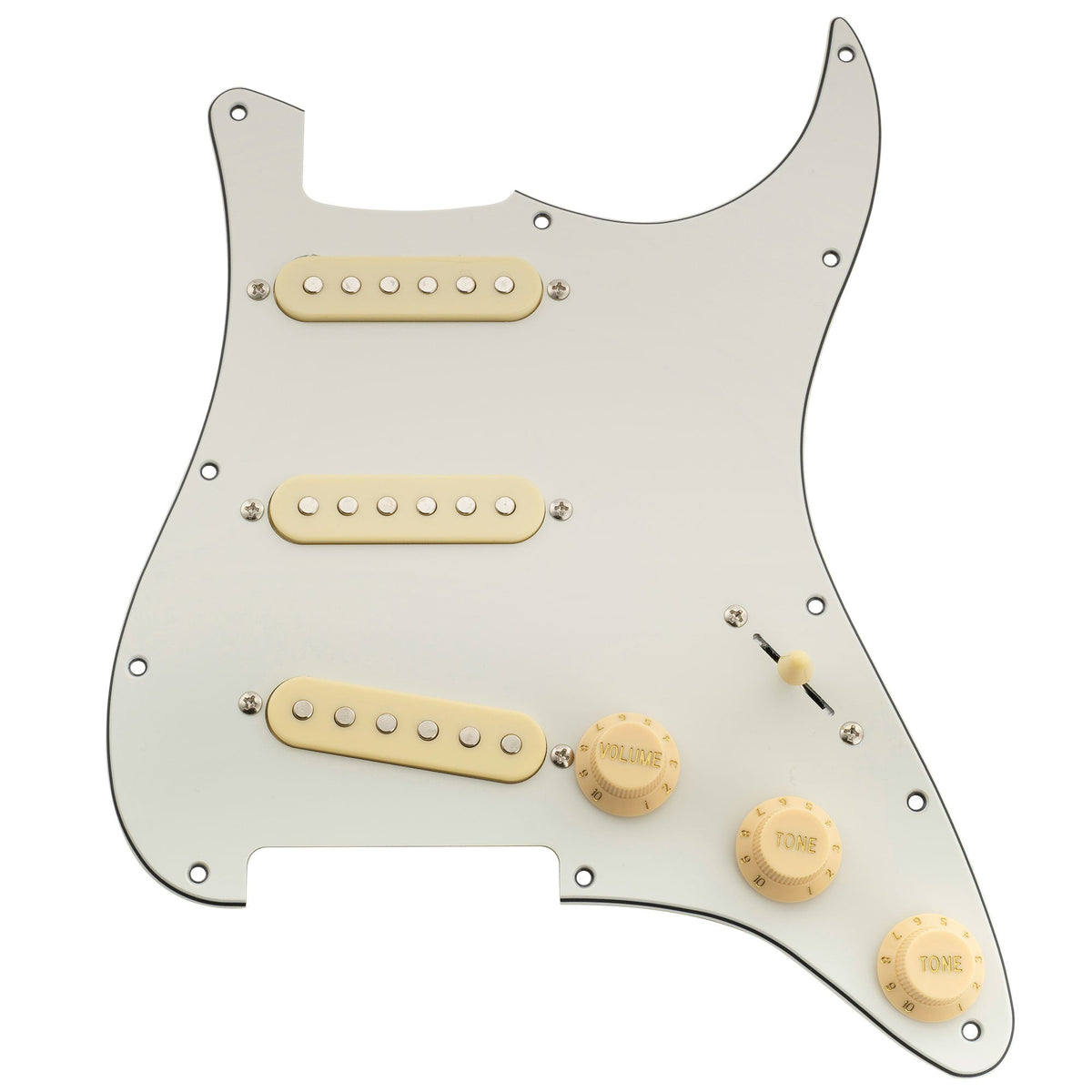 Musiclily Basic Pre-wired Loaded Standard ST-SSS Pickguard with Ceramic Magnet Single Coil Pickups Set for Strat Style Electric Guitar