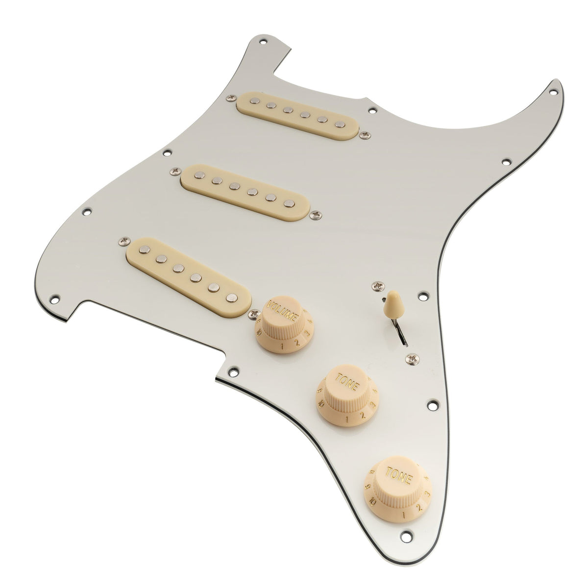 Musiclily Basic Pre-wired Loaded Standard ST-SSS Pickguard with Ceramic Magnet Single Coil Pickups Set for Strat Style Electric Guitar
