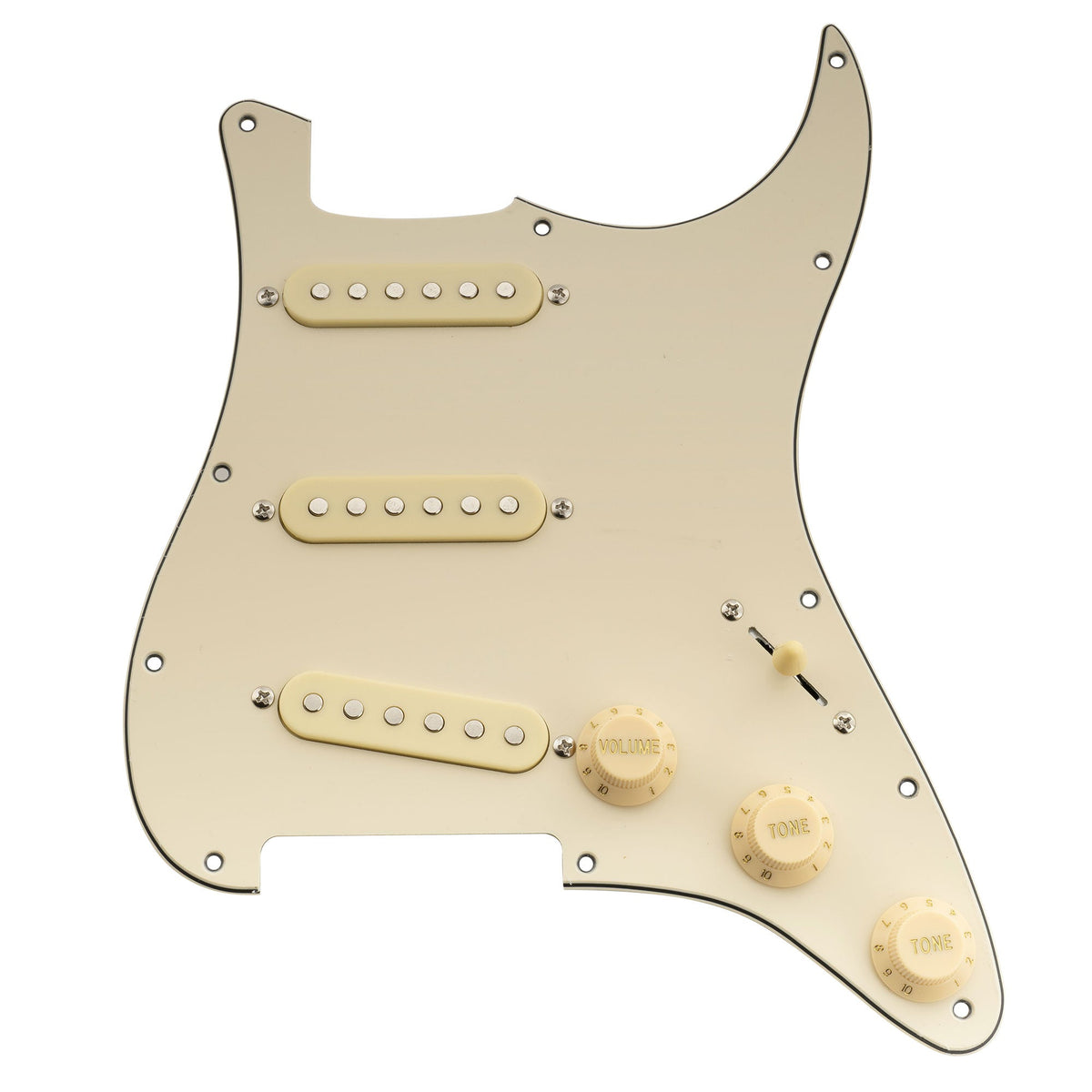 Musiclily Basic Pre-wired Loaded Standard ST-SSS Pickguard with Ceramic Magnet Single Coil Pickups Set for Strat Style Electric Guitar