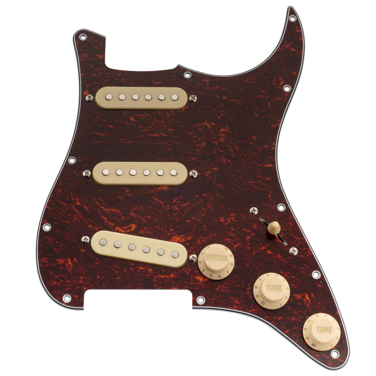 Musiclily Basic Pre-wired Loaded Standard ST-SSS Pickguard with Ceramic Magnet Single Coil Pickups Set for Strat Style Electric Guitar