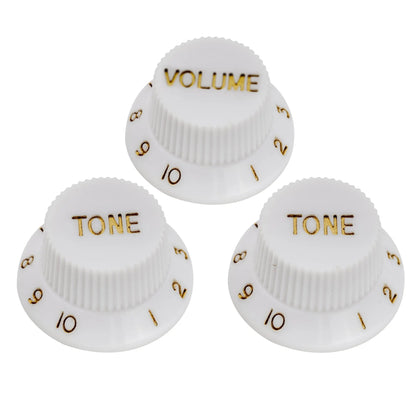 Musiclily Basic Coarse 18 Splines Push-on Control Knobs for Imported Strat Style Electric Guitar, 2T+1V