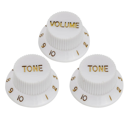 Musiclily Basic Coarse 18 Splines Push-on Control Knobs for Imported Strat Style Electric Guitar, 2T+1V