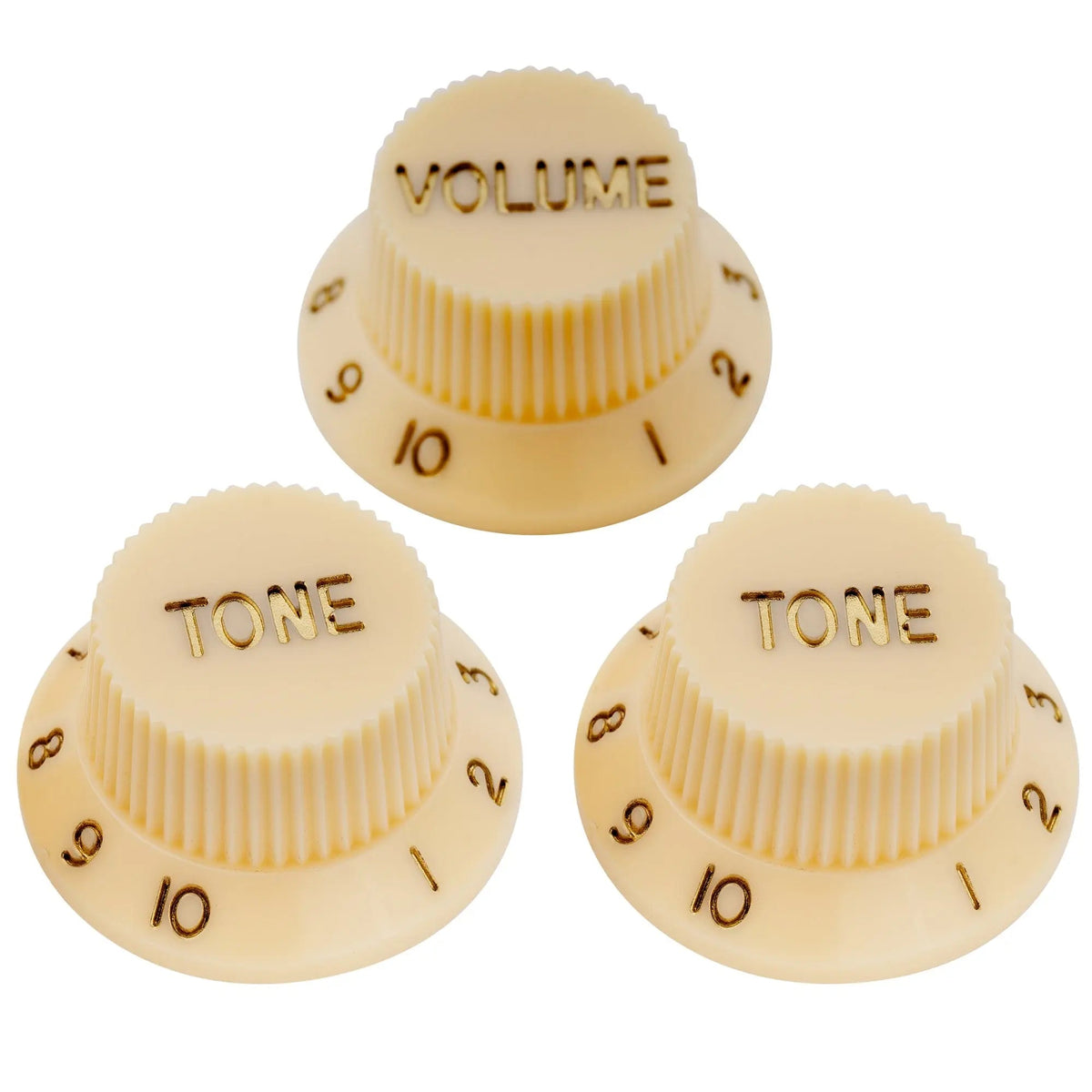 Musiclily Basic Coarse 18 Splines Push-on Control Knobs for Imported Strat Style Electric Guitar, 2T+1V