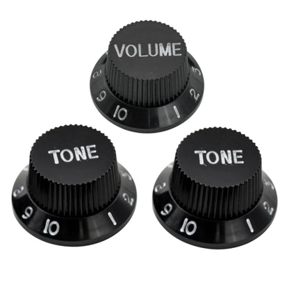 Musiclily Basic Coarse 18 Splines Push-on Control Knobs for Imported Strat Style Electric Guitar, 2T+1V