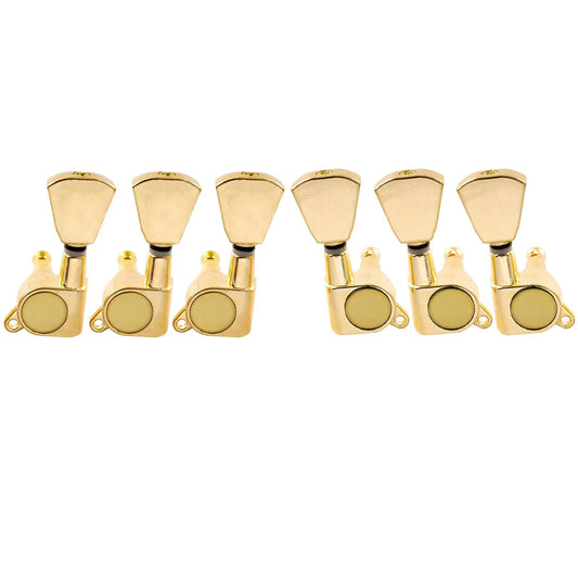 Musiclily Basic R15A 3R3L 15:1 Ratio Full Sealed Machine Heads Tuners Tuning Pegs Keys with Keystone Button for Acoustic Electric Guitar
