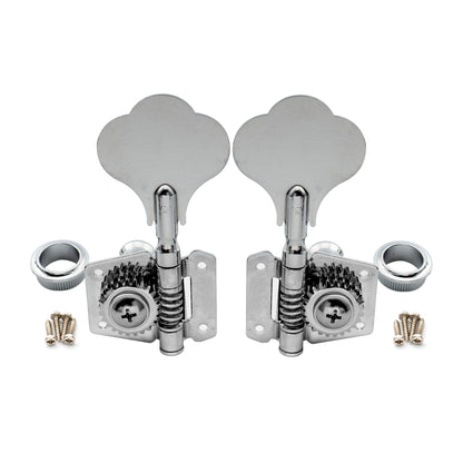 2R2L Open Gear Bass Machine Heads Tuners Set for Ibanez Style Electric Bass 24:1 Ratio Tuning Pegs Keys with Clover Button