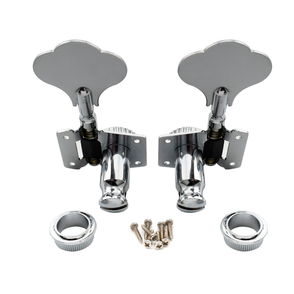 2R2L Open Gear Bass Machine Heads Tuners Set for Ibanez Style Electric Bass 24:1 Ratio Tuning Pegs Keys with Clover Button