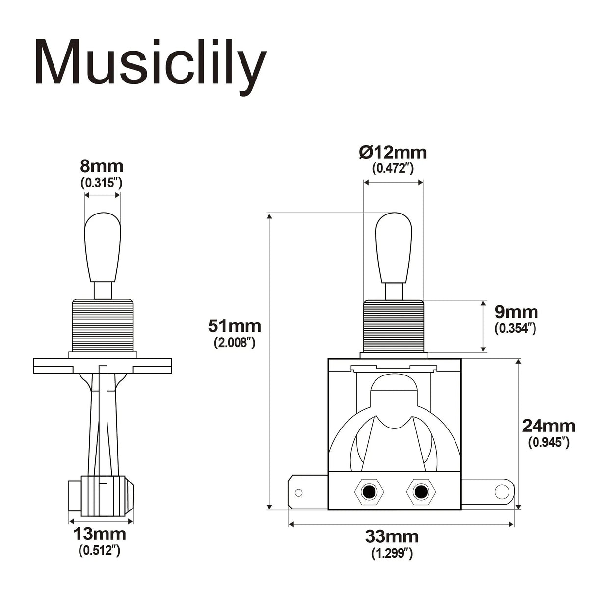 Metric 3 Way Short Straight Guitar Toggle Switch Pickup Selector for LP Style Electric Guitar