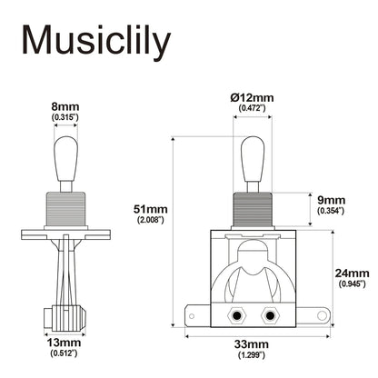 Metric 3 Way Short Straight Guitar Toggle Switch Pickup Selector for LP Style Electric Guitar