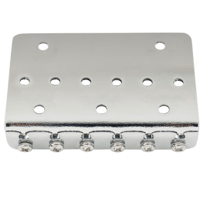 Musiclily Basic 52.5mm(2-1/16 inch) Fixed Hardtail Saddle Dual Load Guitar Bridge for 6 String Fender Strat Tele Style Electric Guitar