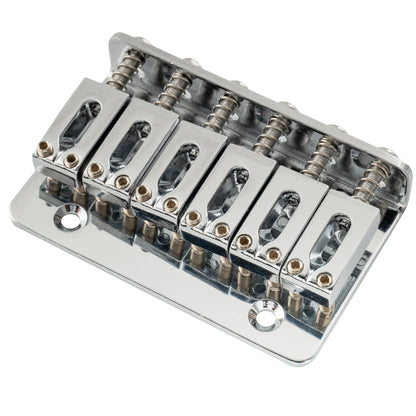 Musiclily Basic 52.5mm(2-1/16 inch) Fixed Hardtail Saddle Dual Load Guitar Bridge for 6 String Fender Strat Tele Style Electric Guitar