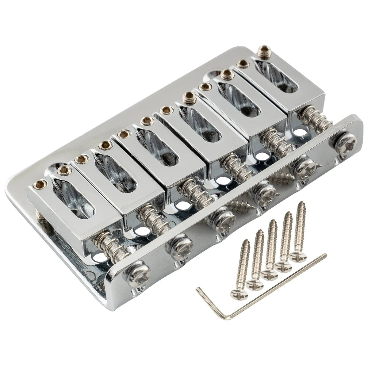 Musiclily Basic 52.5mm(2-1/16 inch) Fixed Hardtail Saddle Dual Load Guitar Bridge for 6 String Fender Strat Tele Style Electric Guitar