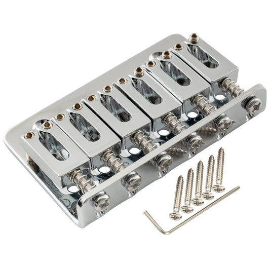 Musiclily Basic 52.5mm(2-1/16 inch) Fixed Hardtail Saddle Dual Load Guitar Bridge for 6 String Fender Strat Tele Style Electric Guitar