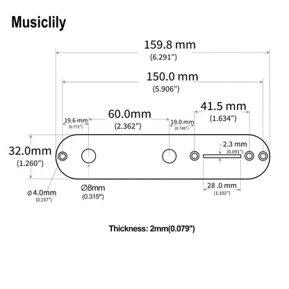 Musiclily Basic 32mm Width Prewired Loaded TL Control Plate for Tele Style Guitar