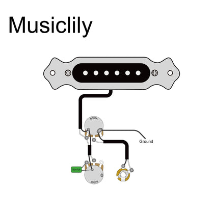 Musiclily Basic Pre-Wired Sound Hole Single Coil Pickup Wiring Harness for 6 String Guitar