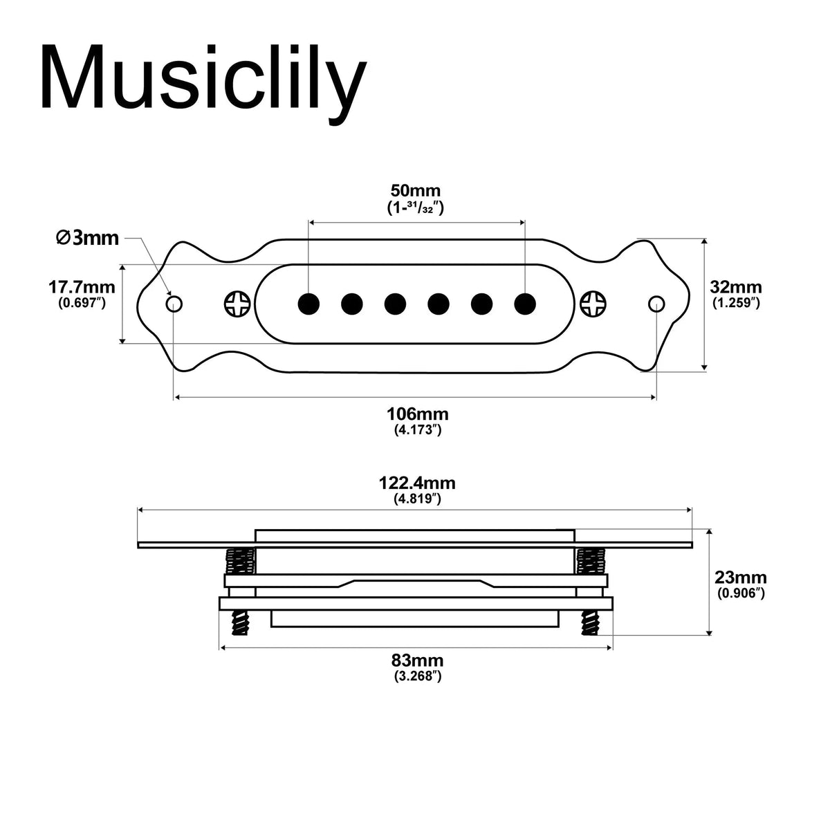 Musiclily Basic Pre-Wired Sound Hole Single Coil Pickup Wiring Harness for 6 String Guitar