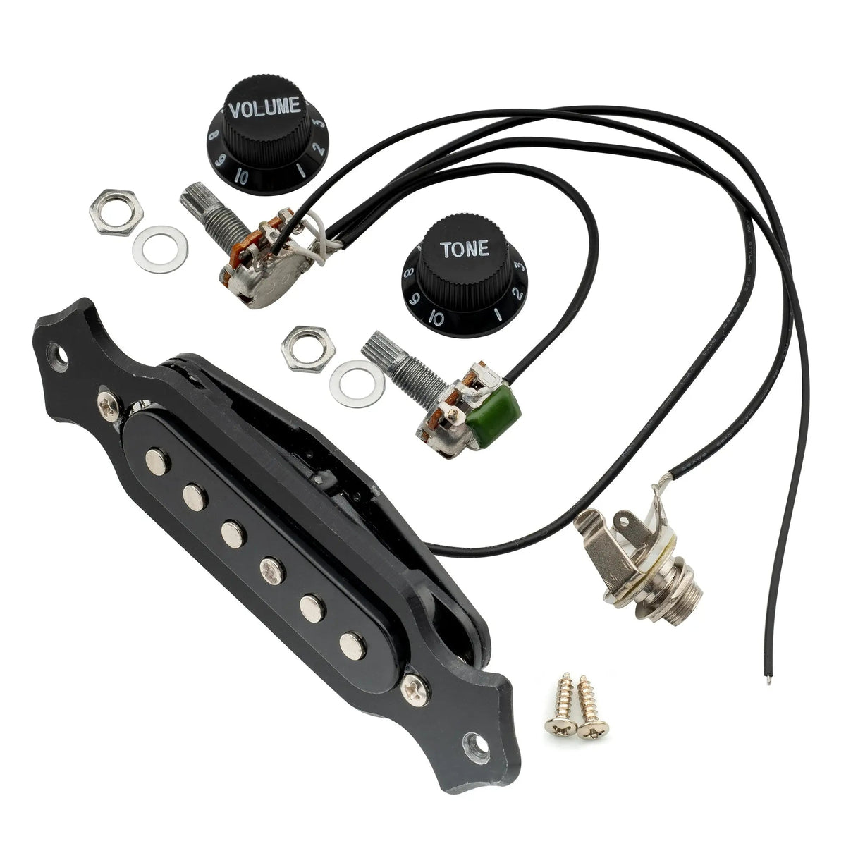 Musiclily Basic Pre-Wired Sound Hole Single Coil Pickup Wiring Harness for 6 String Guitar