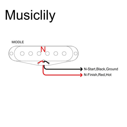 Musiclily Basic 50mm Ceramic Guitar Single coil Middle Pickup for Strat or Squier Style