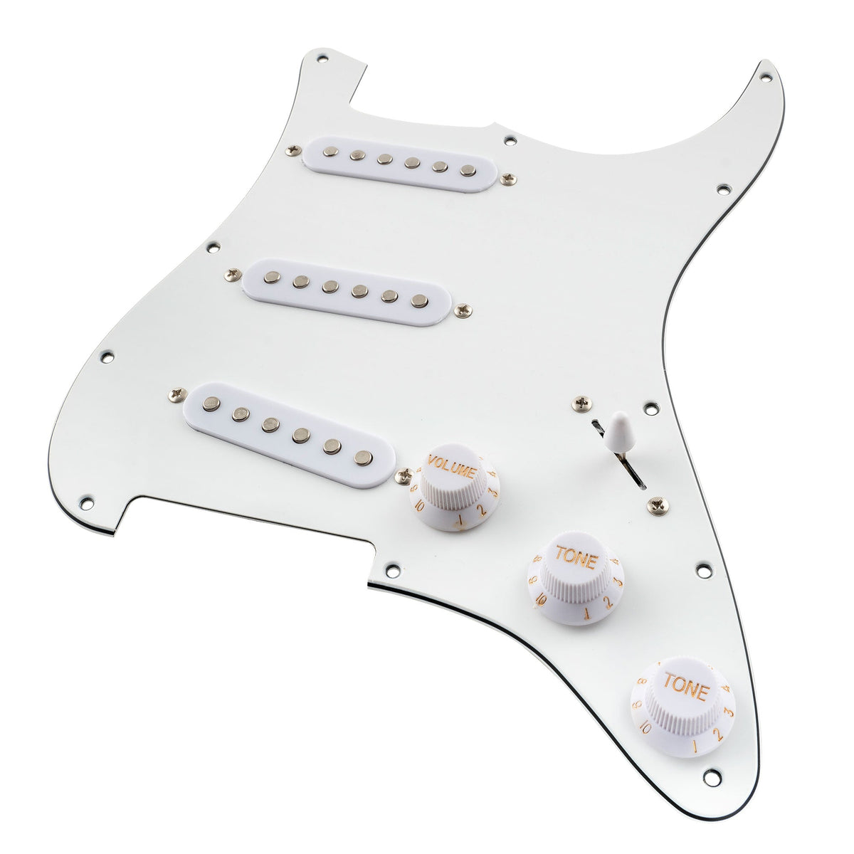 Musiclily Basic Pre-wired Loaded Standard ST-SSS Pickguard with Ceramic Magnet Single Coil Pickups Set for Strat Style Electric Guitar