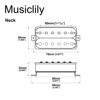 Musiclily Basic 50mm Ceramic Humbucker Neck Pickup for Electric Guitar