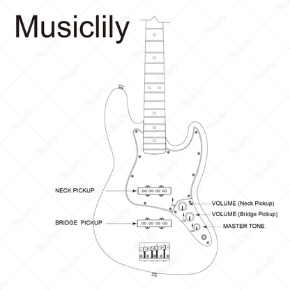 Musiclily Basic Loaded Prewired Jazz Bass Control Plate for JB Style Bass