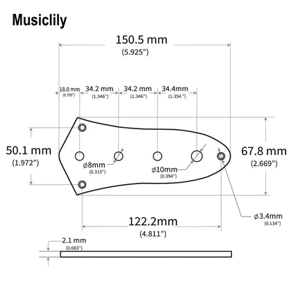 Musiclily Basic Loaded Prewired Jazz Bass Control Plate for JB Style Bass