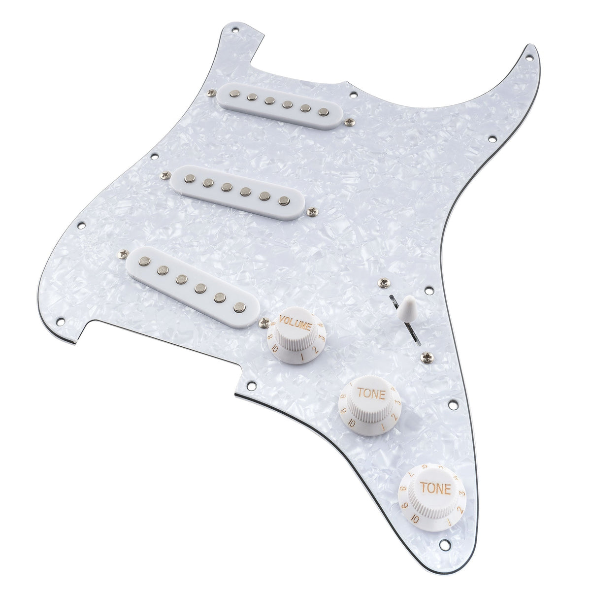 Musiclily Basic Pre-wired Loaded Standard ST-SSS Pickguard with Ceramic Magnet Single Coil Pickups Set for Strat Style Electric Guitar