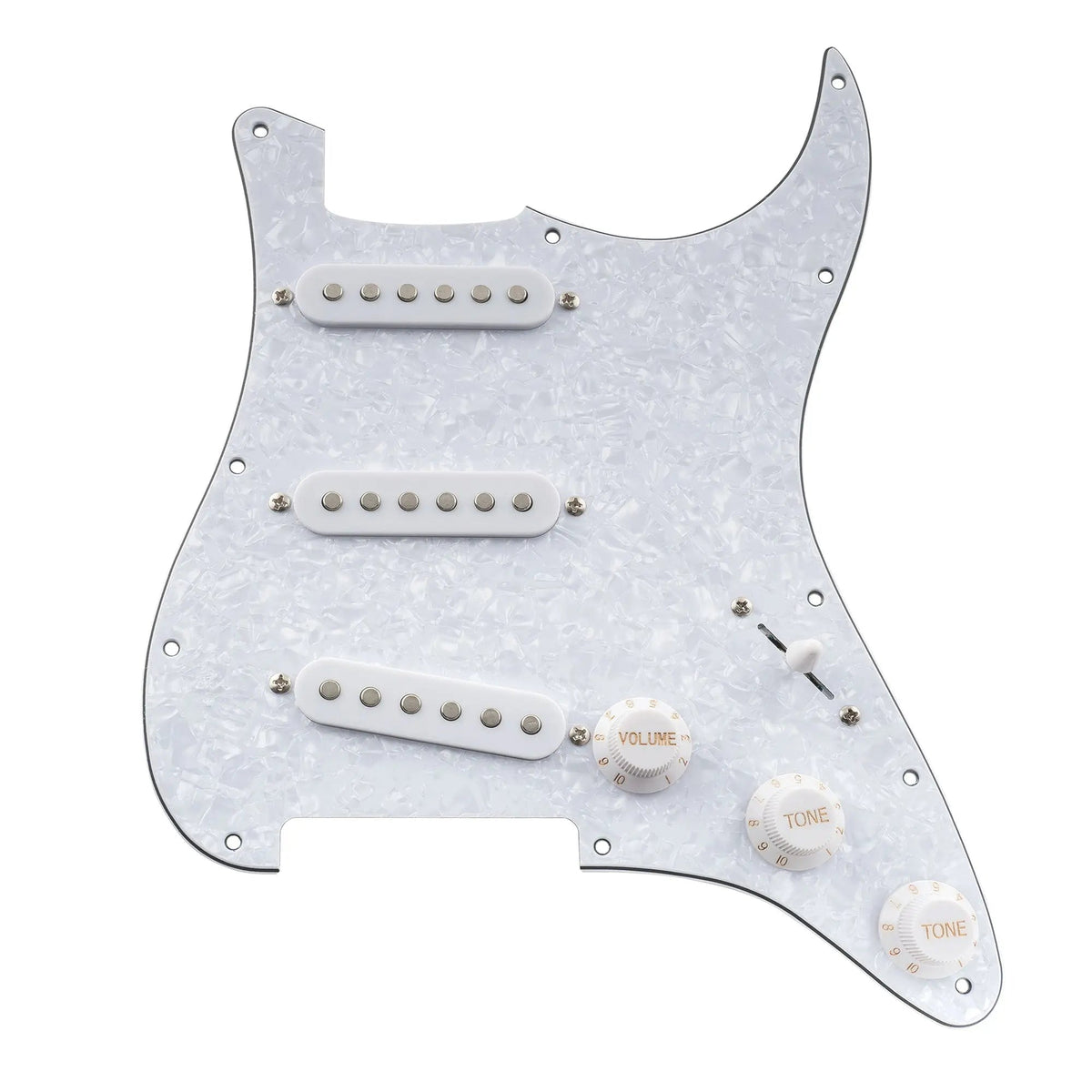 Musiclily Basic Pre-wired Loaded Standard ST-SSS Pickguard with Ceramic Magnet Single Coil Pickups Set for Strat Style Electric Guitar