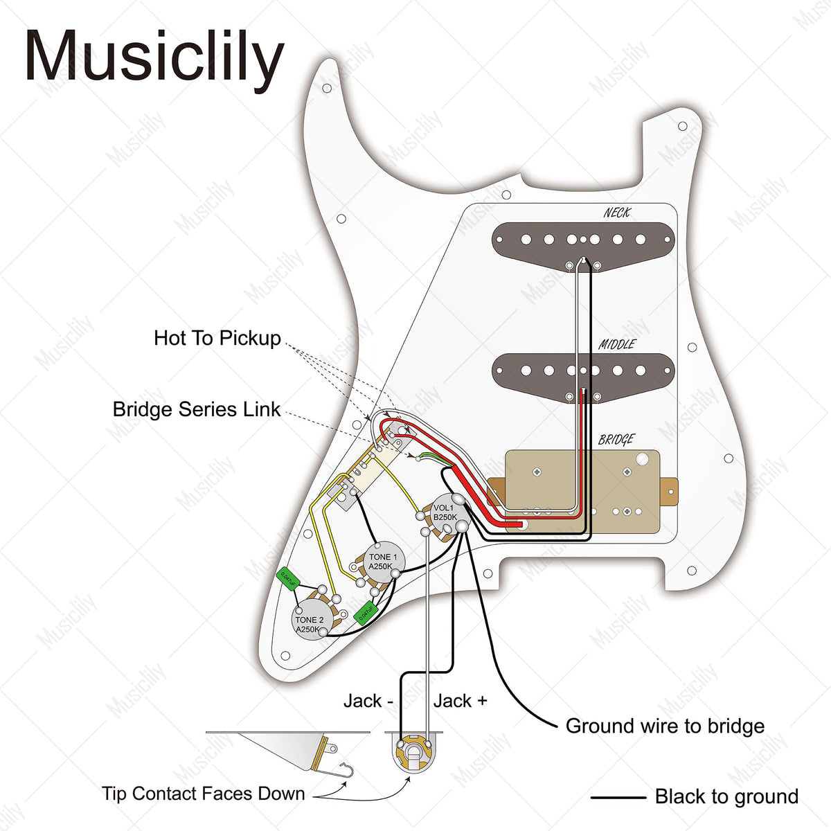 Musiclily Basic Pre-wired Loaded ST-HSS Pickguard with Ceramic Pickups for Strat Style Electric Guitar