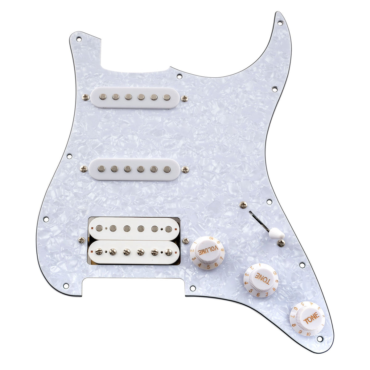 Musiclily Basic Pre-wired Loaded ST-HSS Pickguard with Ceramic Pickups for Strat Style Electric Guitar