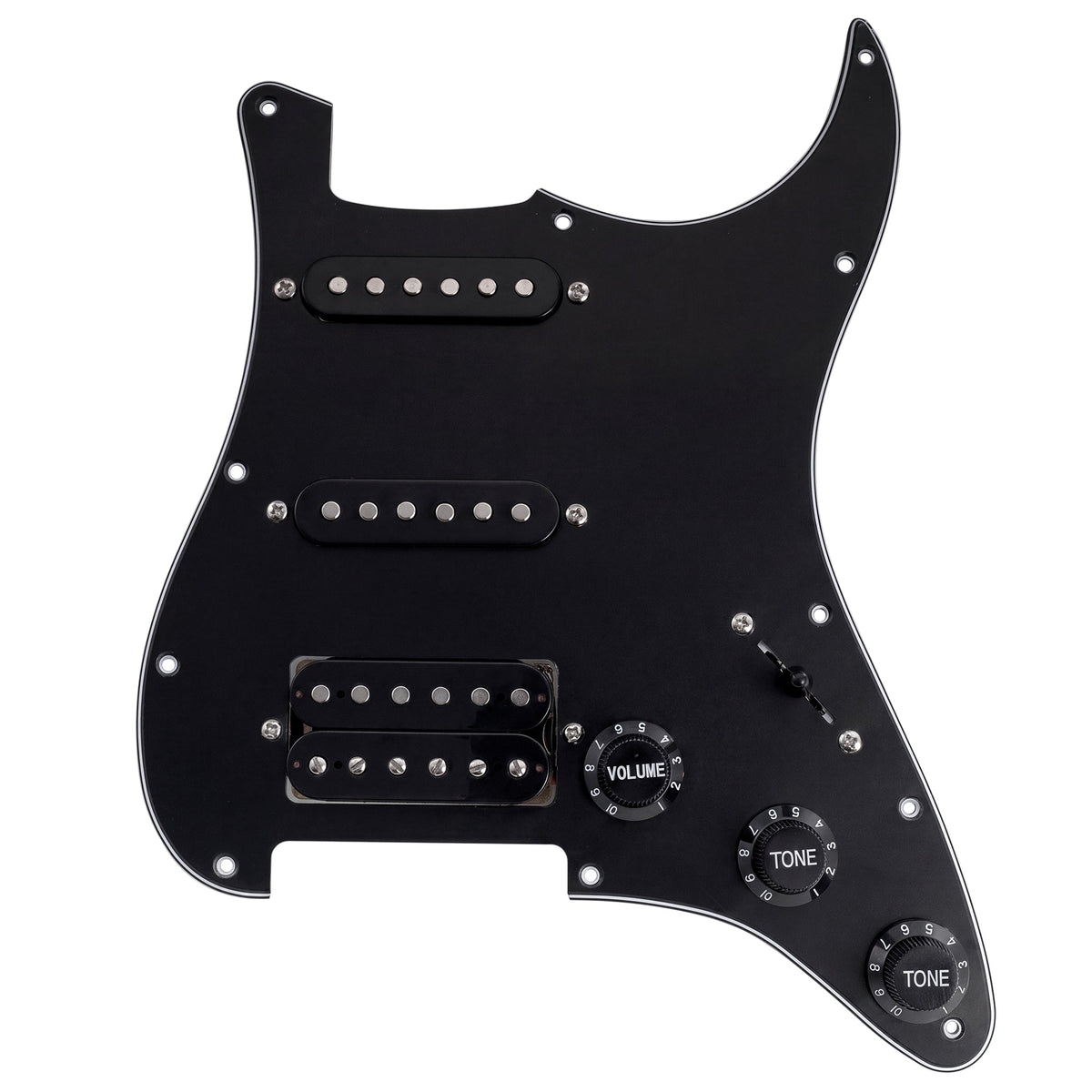 Musiclily Basic Pre-wired Loaded ST-HSS Pickguard with Ceramic Pickups for Strat Style Electric Guitar