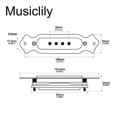 Musiclily Basic Pre-Wired Sound Hole Single Coil Pickup Wiring Harness for 4 String Cigar Box Guitar