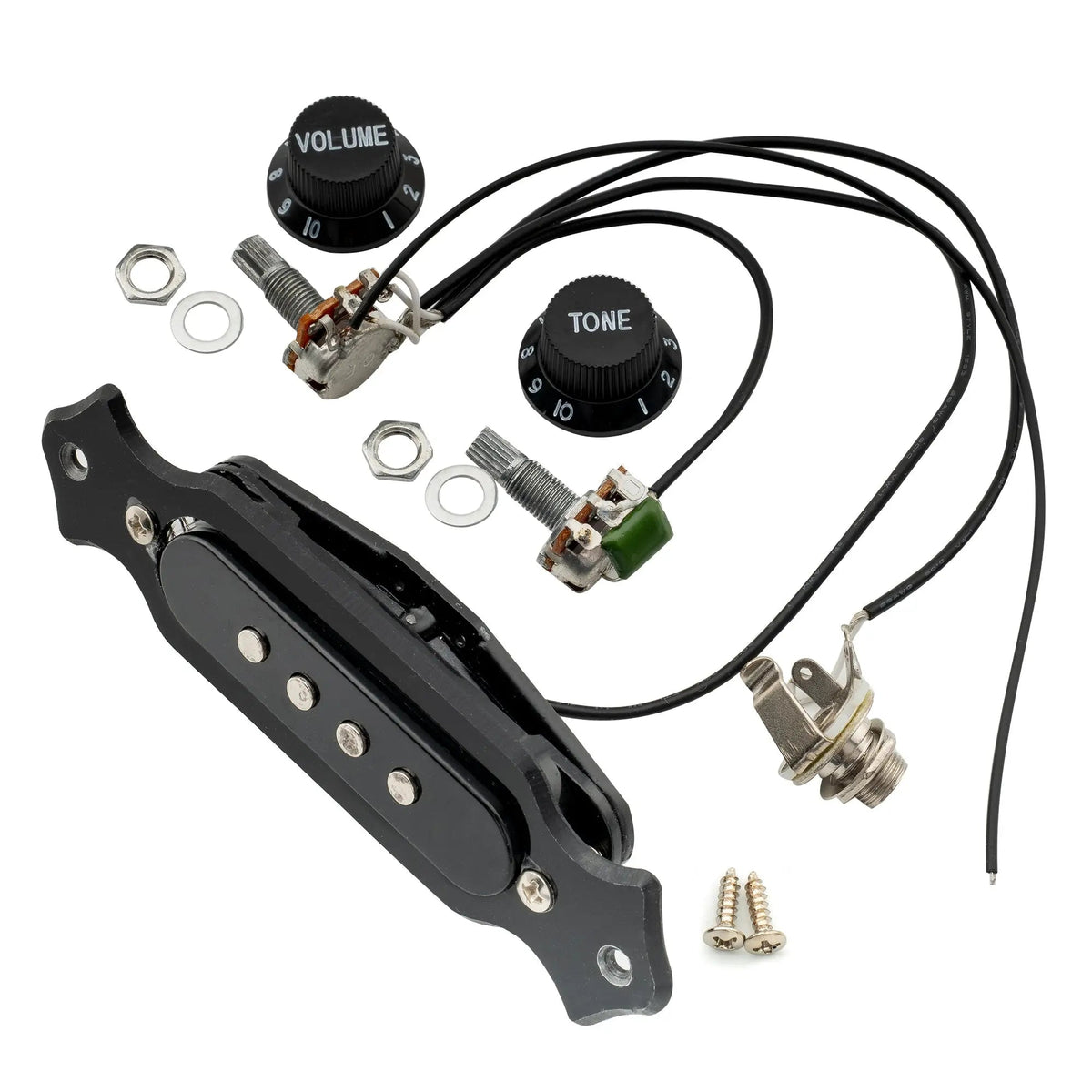 Musiclily Basic Pre-Wired Sound Hole Single Coil Pickup Wiring Harness for 4 String Cigar Box Guitar