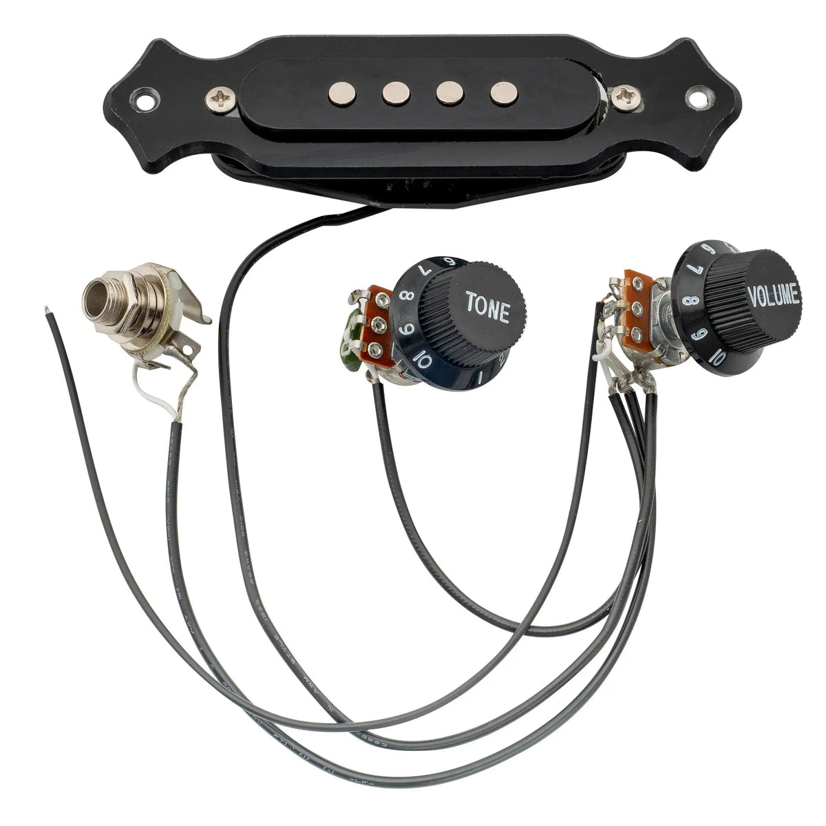 Musiclily Basic Pre-Wired Sound Hole Single Coil Pickup Wiring Harness for 4 String Cigar Box Guitar