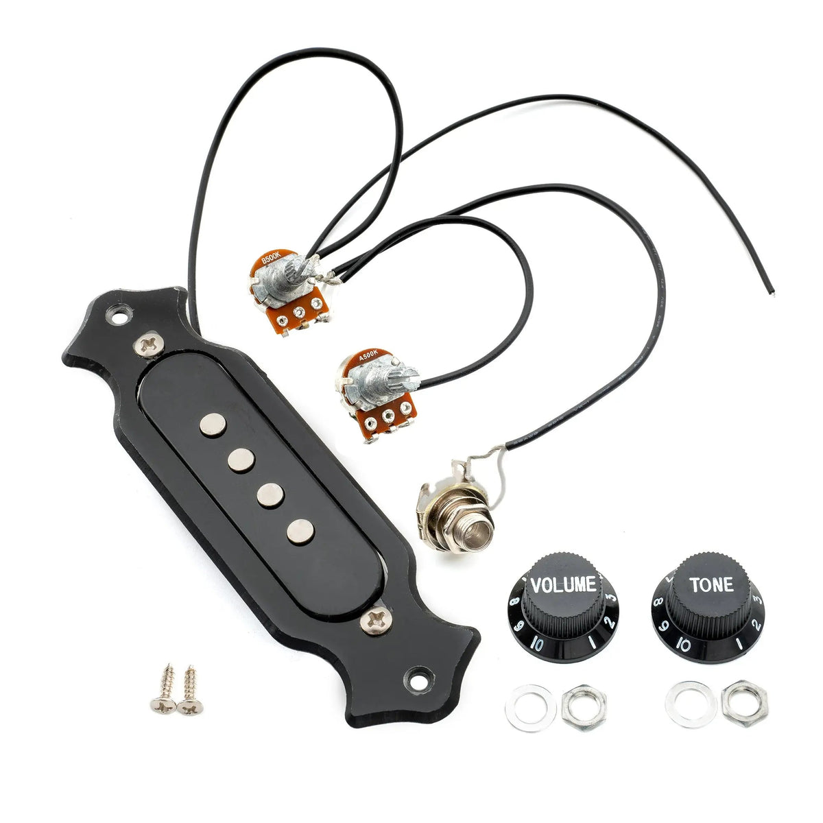 Musiclily Basic Pre-Wired Sound Hole Single Coil Pickup Wiring Harness for 4 String Cigar Box Guitar