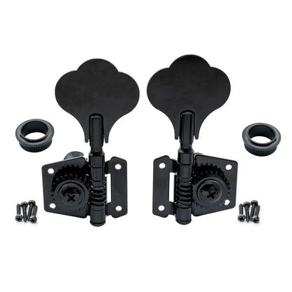 2R2L Open Gear Bass Machine Heads Tuners Set for Ibanez Style Electric Bass 24:1 Ratio Tuning Pegs Keys with Clover Button