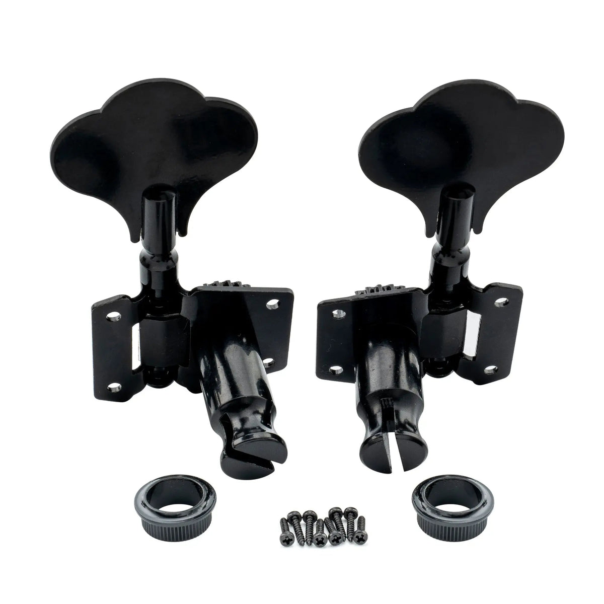 2R2L Open Gear Bass Machine Heads Tuners Set for Ibanez Style Electric Bass 24:1 Ratio Tuning Pegs Keys with Clover Button