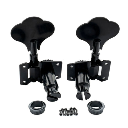 2R2L Open Gear Bass Machine Heads Tuners Set for Ibanez Style Electric Bass 24:1 Ratio Tuning Pegs Keys with Clover Button