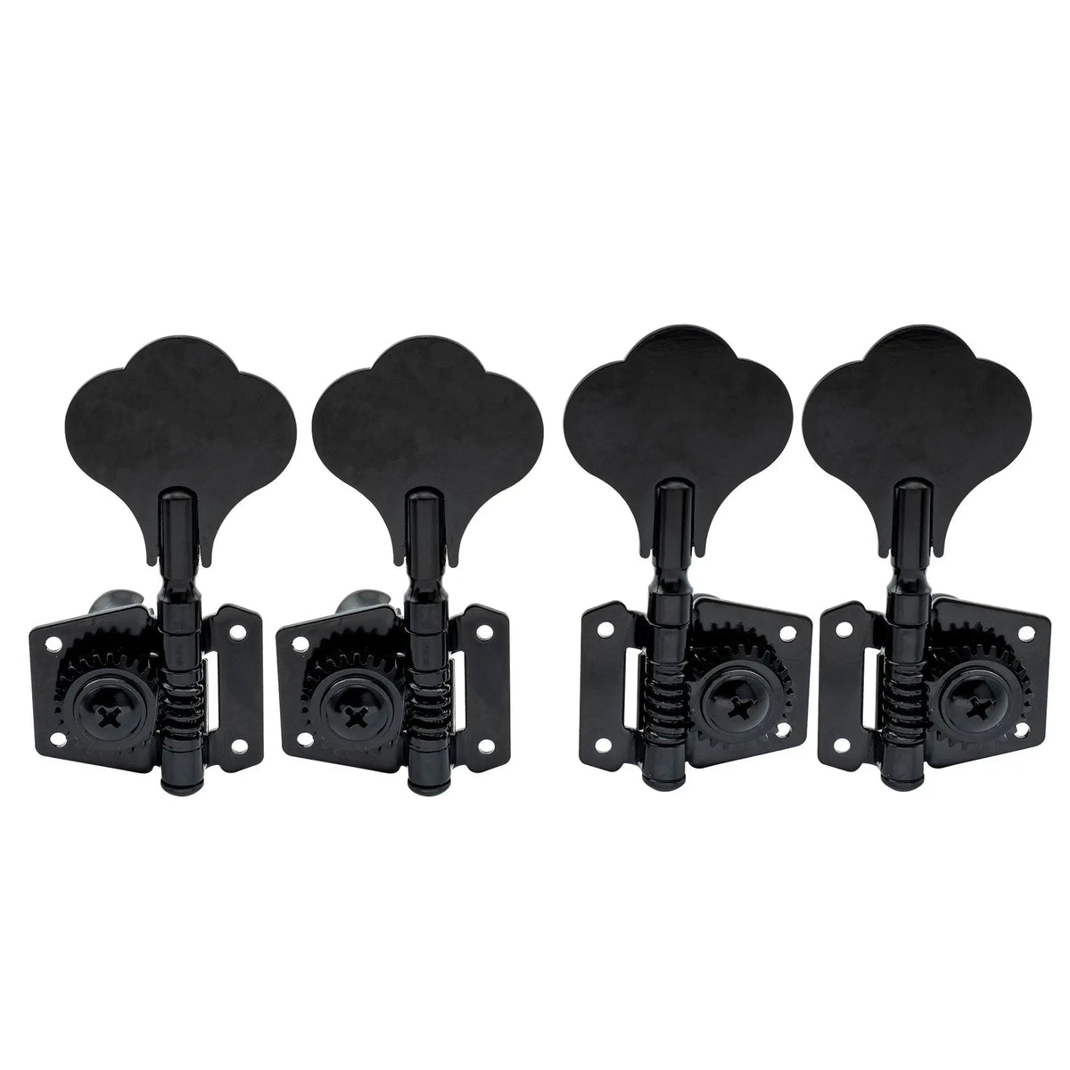 2R2L Open Gear Bass Machine Heads Tuners Set for Ibanez Style Electric Bass 24:1 Ratio Tuning Pegs Keys with Clover Button