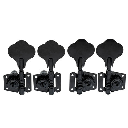 2R2L Open Gear Bass Machine Heads Tuners Set for Ibanez Style Electric Bass 24:1 Ratio Tuning Pegs Keys with Clover Button