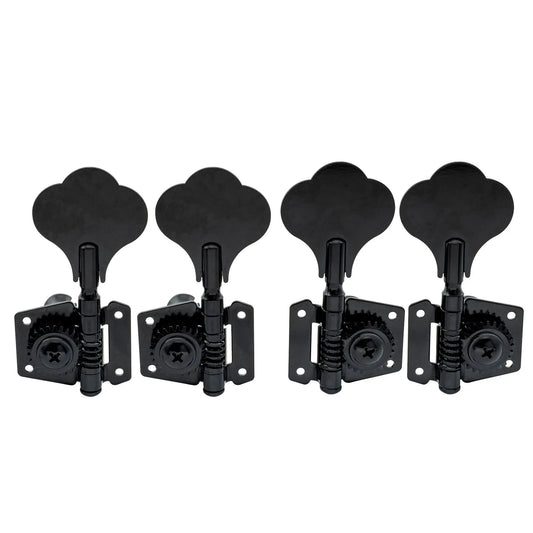 2R2L Open Gear Bass Machine Heads Tuners Set for Ibanez Style Electric Bass 24:1 Ratio Tuning Pegs Keys with Clover Button