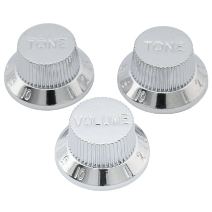 Musiclily Basic Coarse 18 Splines Push-on Control Knobs for Imported Strat Style Electric Guitar, 2T+1V