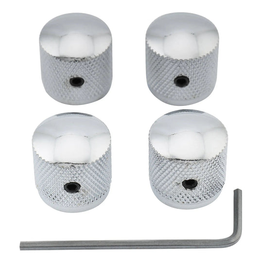 Musiclily Basic Coarse 18 Splines Steel Knurled Dome Control Knobs with Screw Set for Electric Guitar or Bass 18*18mm, Set of 4
